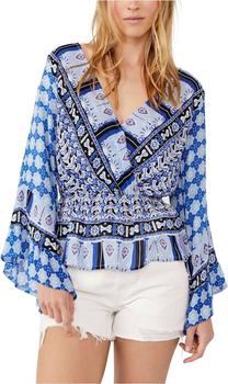 Free People | Rosalie Wrap Top in Indigo Combo商品图片,6折