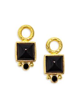 商品19K Yellow Gold, Onyx & Black Spinel Earring Pendants图片