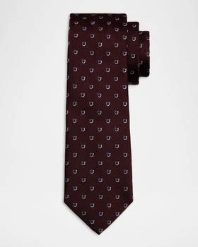 Salvatore Ferragamo | Men's Bicolor Gancini Jacquard Silk Tie,商家Neiman Marcus,价格¥1683