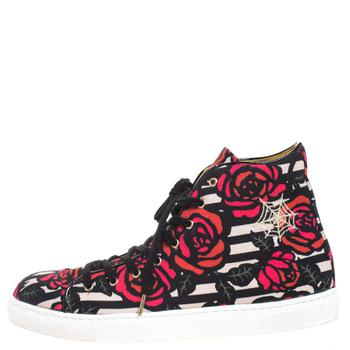 Charlotte Olympia, [二手商品] Charlotte Olympia | Charlotte Olympia Multicolor Rose Print Canvas High Top Sneakers Size 38.5商品图片 4.7折