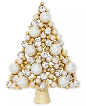 Charter Club | Gold-Tone Crystal & Imitation Pearl Tree Pin, Created for Macy's,商家Macy's,价格¥109