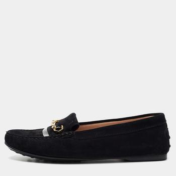 [二手商品] Tod's | Tod's Black Suede Safety Pin Slip-On Loafers Size 38商品图片,满1件减$100, 满减