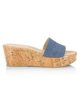 stuart weitzman凉鞋推荐, Stuart Weitzman | Summer Denim Wedge Sandals商品图片 3.7折