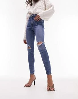Topshop | Topshop Jamie jeans with rips in mid blue 8折