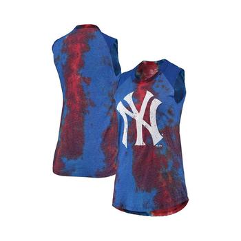 Majestic, Majestic | Women's Threads Red, Blue New York Yankees Tie-Dye Tri-Blend Muscle Tank Top商品图片 