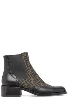 Fendi | Fendi Monogram-Pattern Almond Toe Ankle Boots商品图片,7.6折
