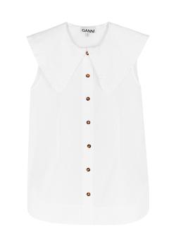 推荐White ruffle-trimmed cotton blouse商品