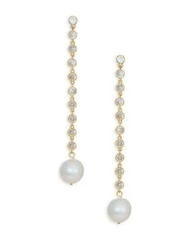 推荐Cultured Freshwater Pearl & Crystal Linear Drop Earrings商品