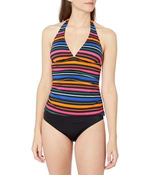 推荐Women's Standard Shirred Front V Neck Halter Tankini Top Swimsuit商品