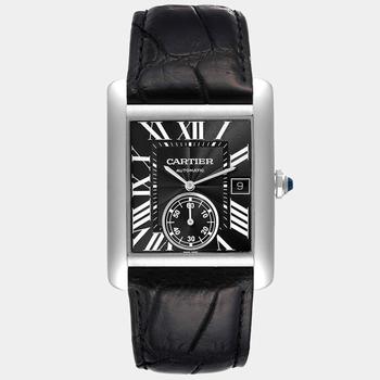 [二手商品] Cartier | Cartier Black Stainless Steel Tank MC W5330004 Automatic Men's Wristwatch 34 mm商品图片,6.3折