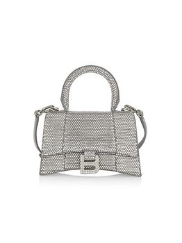 Balenciaga | XS Hourglass Crystal-Embellished Top Handle Bag商品图片,