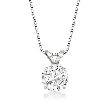Ross-Simons CZ Solitaire Necklace in 14kt White Gold