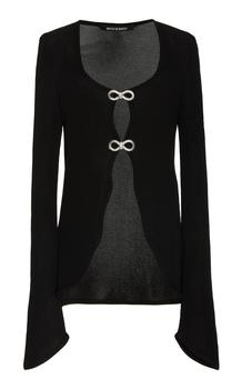 推荐Mach & Mach - Women's Crystal-Embellished Knit Jacket - Black - Moda Operandi商品