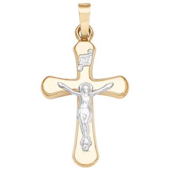 商品Macy's | Crucifix Cross Pendant in 14k Yellow and White Gold,商家Macy's,价格¥754图片