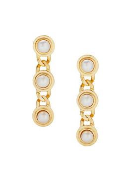 推荐Estate 24K Gold-Plated & Freshwater Pearl Chain Drop Earrings商品