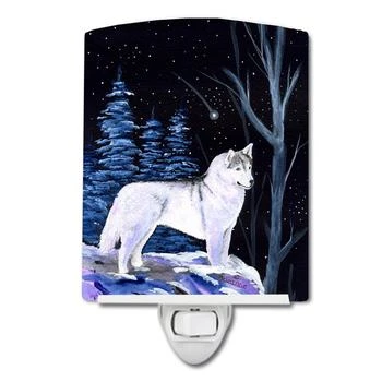 Caroline's Treasures | Starry Night Siberian Husky Ceramic Night Light,商家Verishop,价格¥204