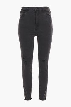 J Brand | Leenah distressed high-rise skinny jeans商品图片,3折