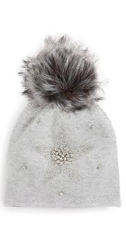 Adrienne Landau | Adrienne Landau 星星 & 绒球羊毛混纺帽子商品图片,