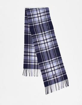 推荐Polo Ralph Lauren wool mix scarf in blue check with logo - MBLUE商品