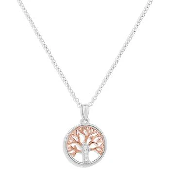 Giani Bernini | Cubic Zirconia Family Tree 18" Pendant Necklace in Sterling Silver & 18k Rose Gold-Plate, Created for Macy's 2.6折, 独家减免邮费