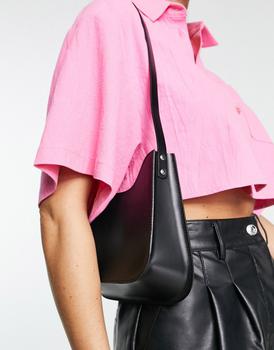 ASOS DESIGN curved leather shoulder bag in black product img