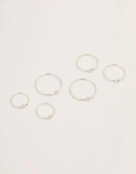 Lovisa | Lovisa Sterling silver ball gradual size nose ring pack in silver,商家ASOS,价格¥181