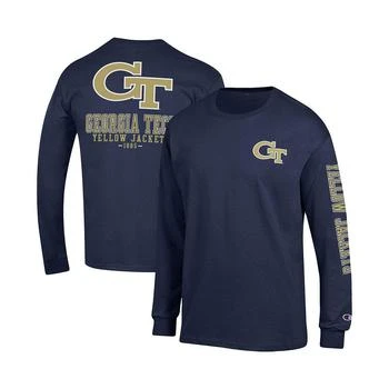 CHAMPION | Men's Navy Georgia Tech Yellow Jackets Team Stack Long Sleeve T-shirt 7.5折