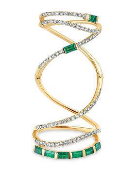 商品Graziela | 18K Yellow Gold Baguette Emerald & Diamond Mega Swirl Statement Ring,商家Bloomingdale's,价格¥40348图片