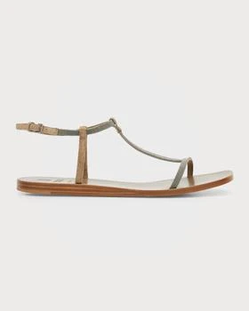 Brunello Cucinelli | Monili-Trim Thong Slingback Sandals 3.4折