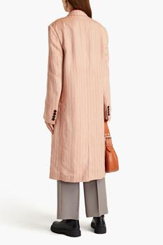 推荐Striped linen-blend twill coat商品