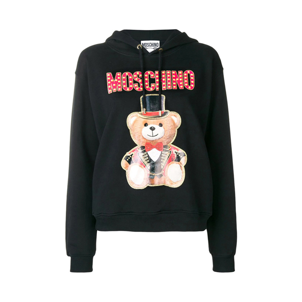 Moschino | Moschino 莫斯奇诺 女士黑色小熊印花带帽卫衣 EV1704-0527-2555商品图片,独家减免邮费