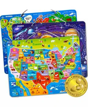 Quokka | 3 Educational Travel Wooden Toddler Map Puzzles Ages 3-5,商家Macy's,价格¥219