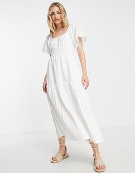 River Island | River Island broidery lace midi dress in white商品图片,