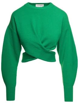 Alexander McQueen | Alexander McQueen Cut-Out Crewneck Cropped Jumper 6.2折