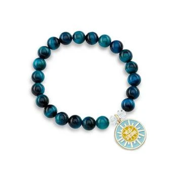 Katie's Cottage Barn | Dreamy Tiger's Eye Gemstone with a Enamel Hello Sunshine Charm Bracelet,商家Macy's,价格¥227