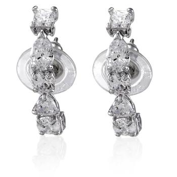 施华洛世奇耳环是什么牌子, Swarovski | Ladies Crystal Tennis Deluxe Mixed Pierced Earrings White Rhodium商品图片 7.3折