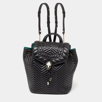 bvlgari包, [二手商品] BVLGARI | Bvlgari Black Quilted Leather Serpenti Forever Backpack商品图片 6.6折, 满1件减$100, 满减