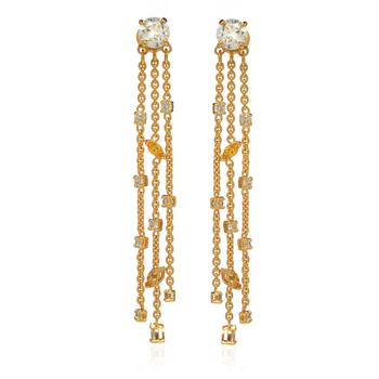 product Swarovski Botanical Gold Tone And Czech White Crystal Tassel Earrings 5535791 image