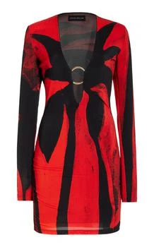 推荐Louisa Ballou - Helios Printed Mesh Mini Dress - Red - L - Moda Operandi商品