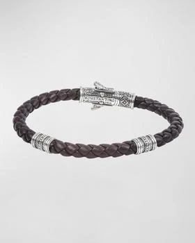 Konstantino | 18K White Gold Braided Leather Bracelet,商家Neiman Marcus,价格¥1972