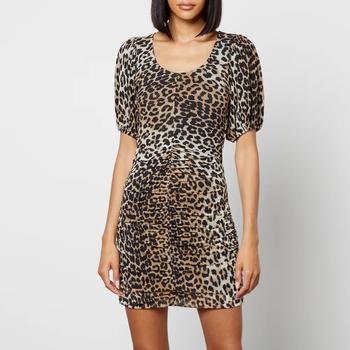 推荐Ganni Leopard-Print Recycled Stretch-Mesh Mini Dress商品