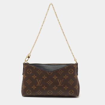 lv链条包, [二手商品] Louis Vuitton | Louis Vuitton Black Monogram Canvas Pallas Chain Clutch商品图片 