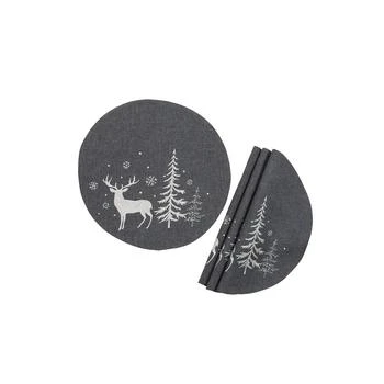 Manor Luxe | Deer In Snowing Forest Double Layer Round Christmas Placemat - Set of 4,商家Macy's,价格¥380
