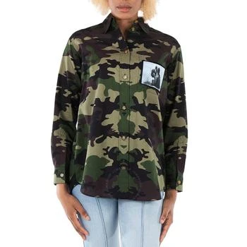 Burberry | Ladies Mangrove Green Csilla Camo Print Cotton Shirt,商家Jomashop,价格¥577