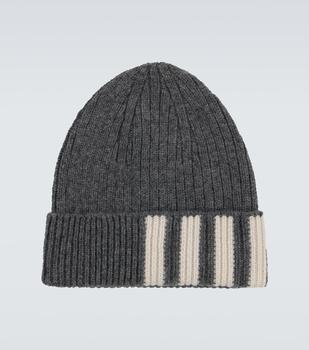 Thom Browne | 罗纹条纹羊绒帽子商品图片 