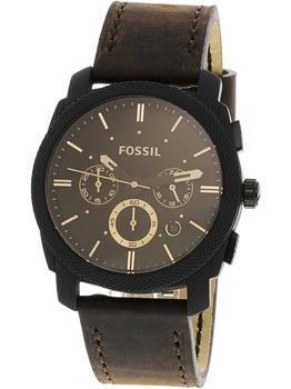 Fossil | Men's Machine FS5251SET Grey Leather Swiss Parts Chronograph Fashion Watch商品图片,