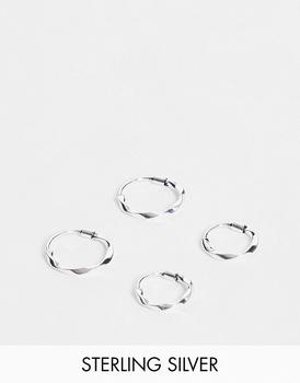 商品Kingsley Ryan sterling silver pack of 2 twist hoop earrings图片