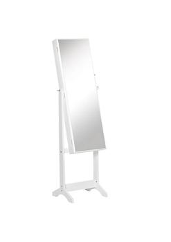 商品Floor Standing Jewelry Cabinet Lockable Jewelry Organizer with Full Length Mirror and 4 Adjustable Angles White图片