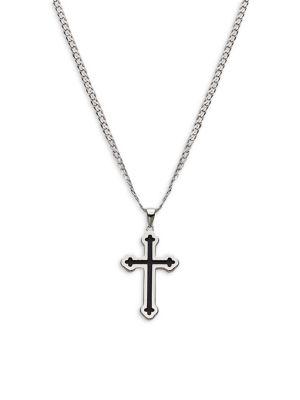 推荐Two-Tone Sterling Silver Cross Pendant Necklace商品