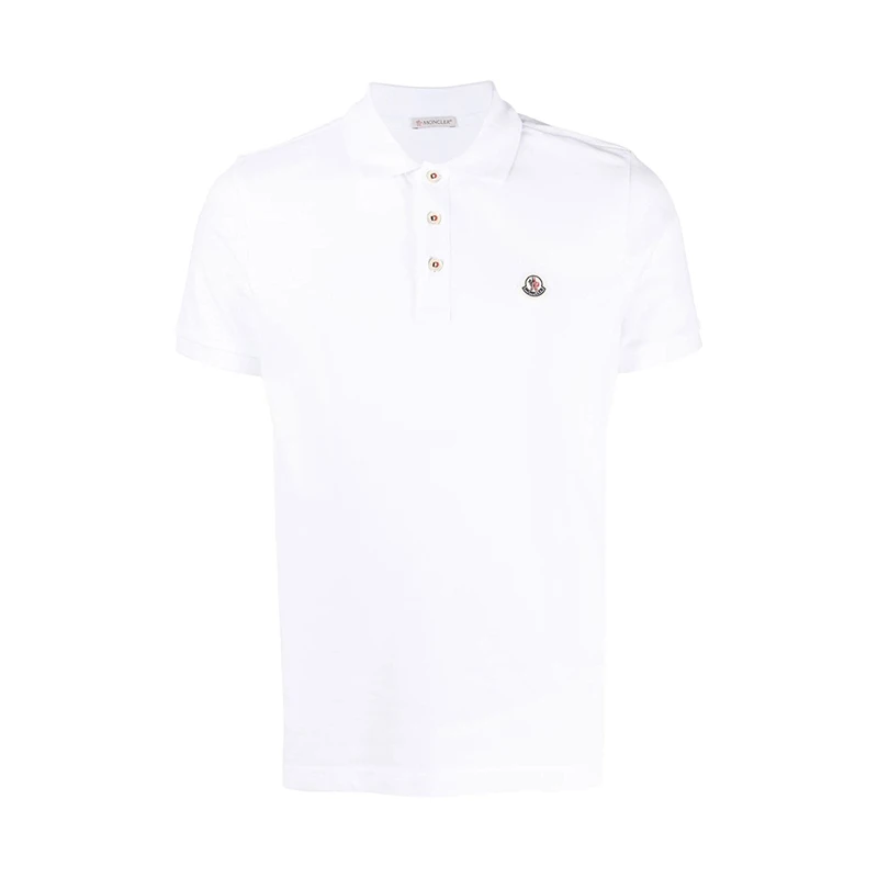 推荐Moncler/蒙克莱 男士白色棉质微标贴扣领短袖polo衫商品